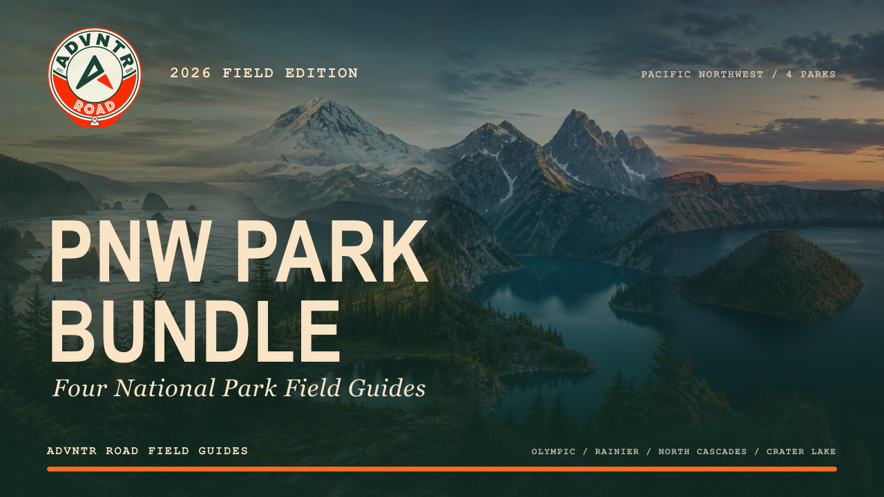 PNW Park Bundle cover showing Pacific Northwest coast, mountains, and lakes