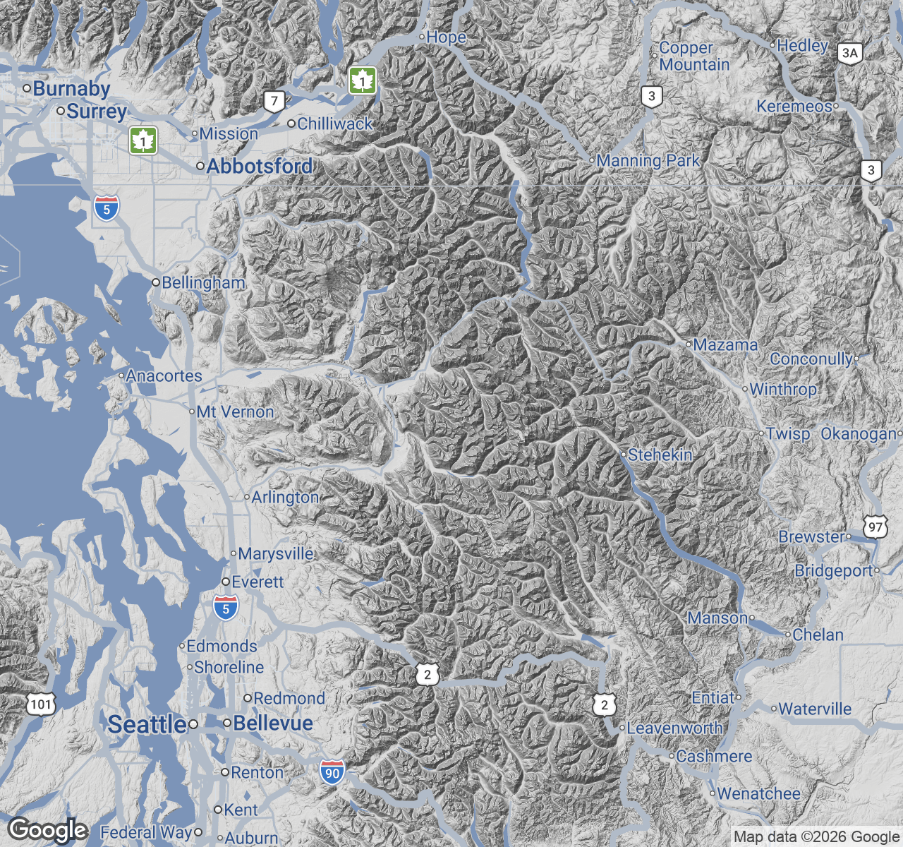 North Cascades route overview map