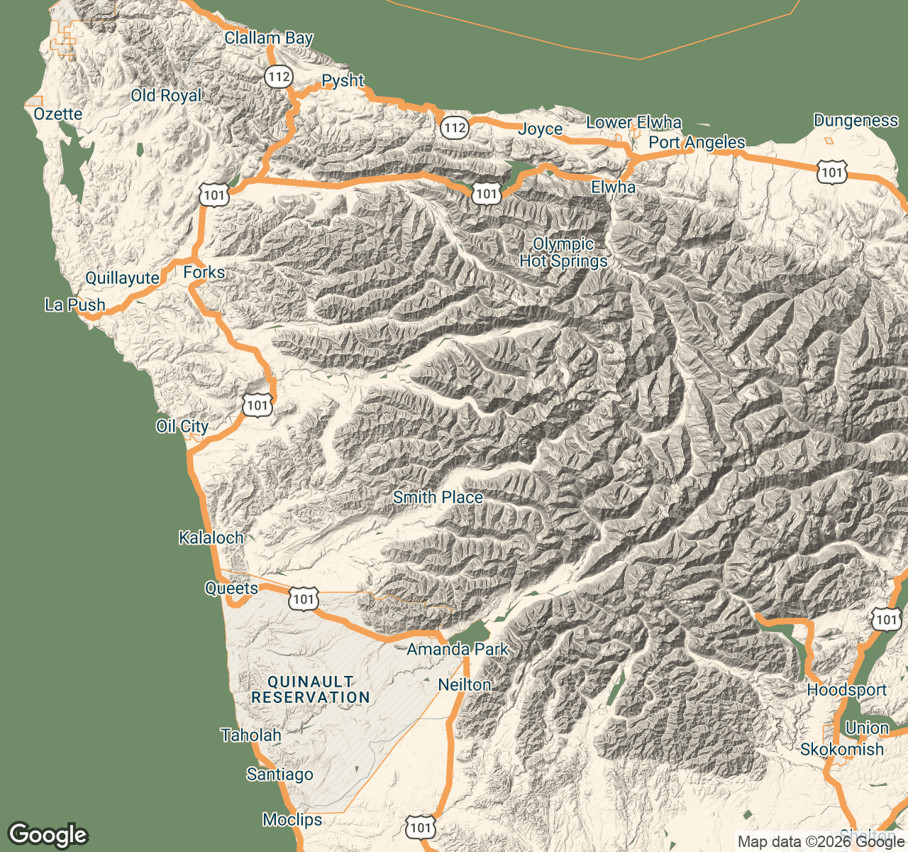 Olympic National Park route overview map